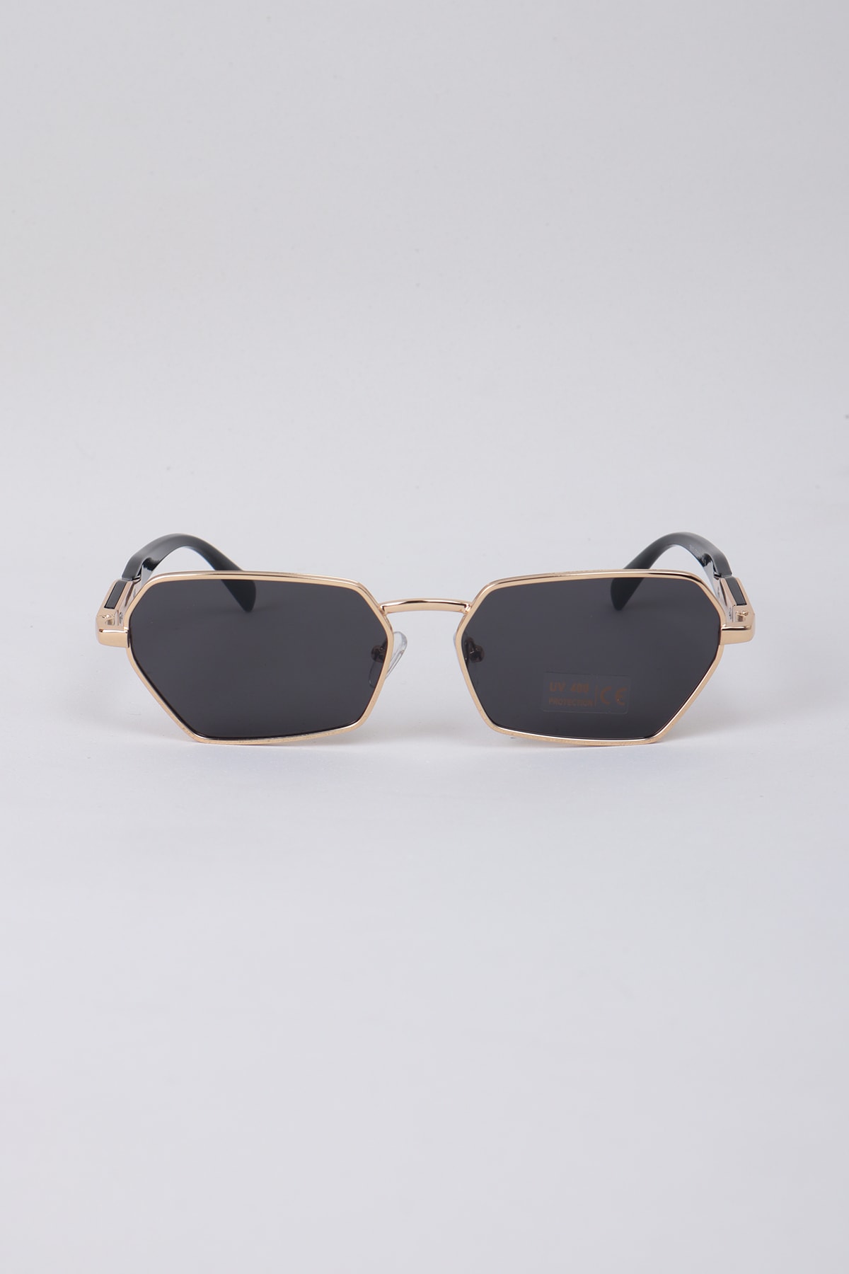 Metal Geometrik Çerçeve Unisex Güneş Gözlüğü - Gold Çerçeve Yeşil Cam