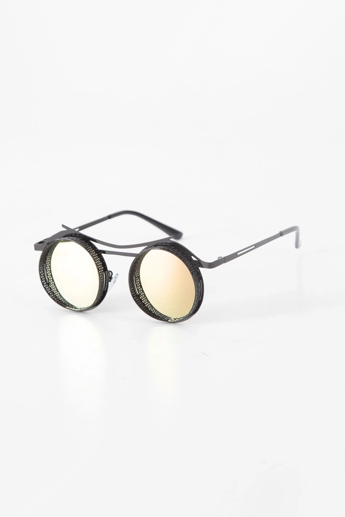 Biosy Yuvarlak Metal Detaylı Kenarlı Güneş Gözlüğü - Pembe Aynalı