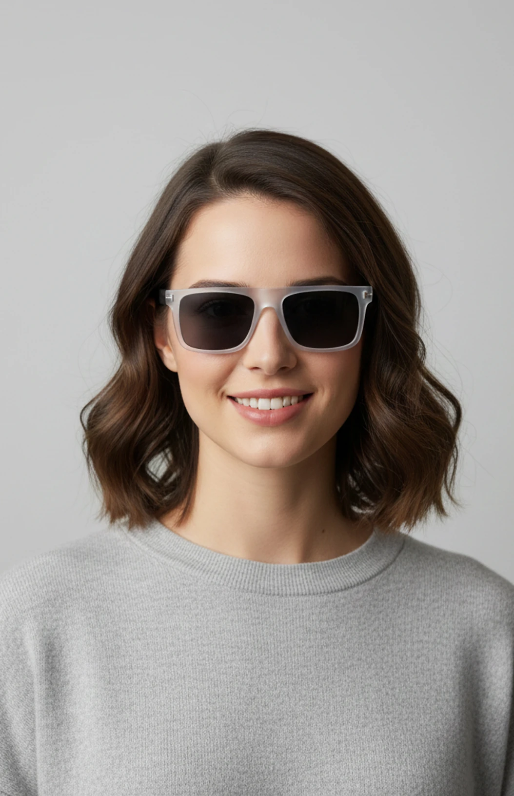 Monaco Dikdörtgen Asetat Tasarım Unisex Polarize Güneş Gözlüğü - Şeffaf Çerçeve Siyah Cam