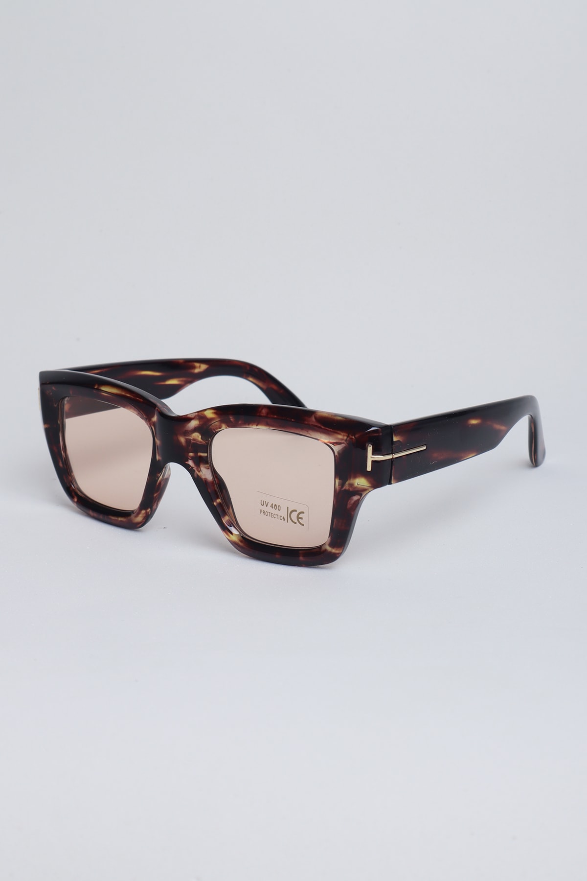 Toypo Kemik Tasarım Güneş Gözlüğü Leopar Çerçeve - Nude Cam