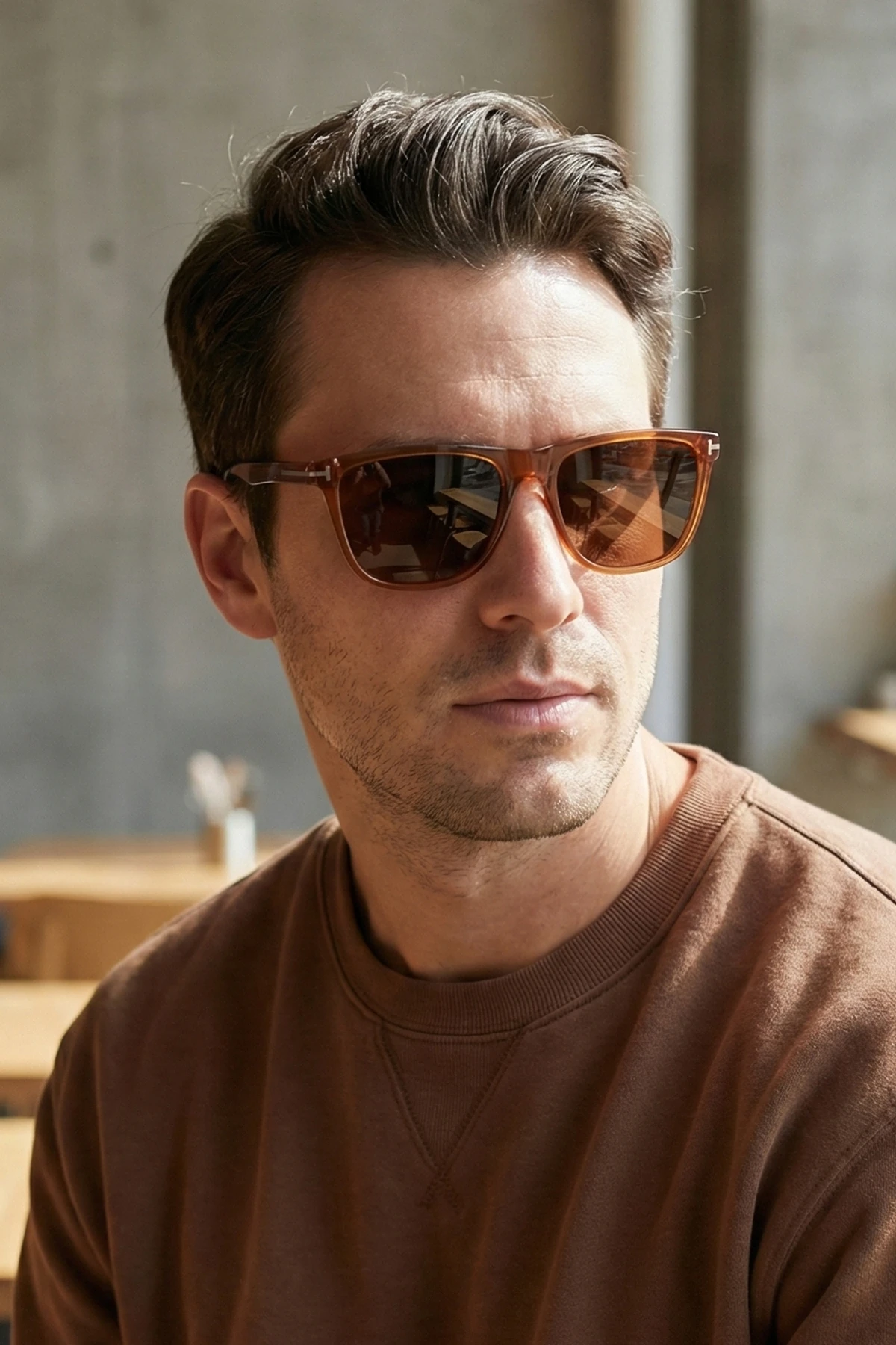 Aurora Dikdörtgen Unisex Polarize Güneş Gözlüğü Kahverengi Çerçeve Kahverengş Cam