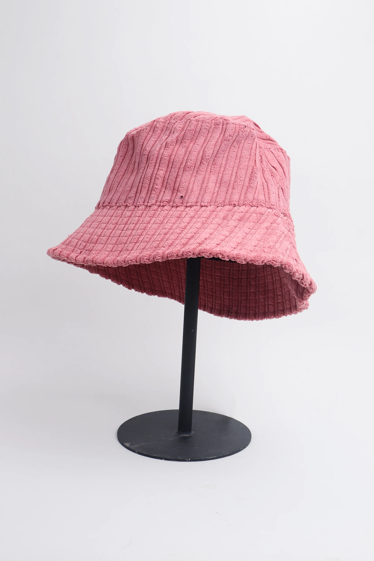 Kadife Pembe Bucket Kova Şapka