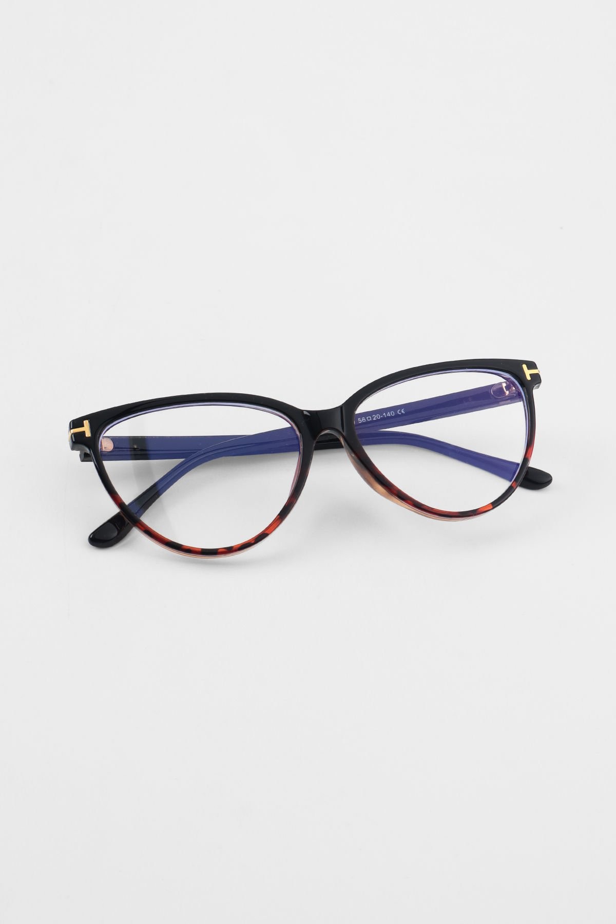 Tiox Cateye Siyah Leopar Çerçeve Mavi Işık Koruyucu Gözlük - Blue Block Lens