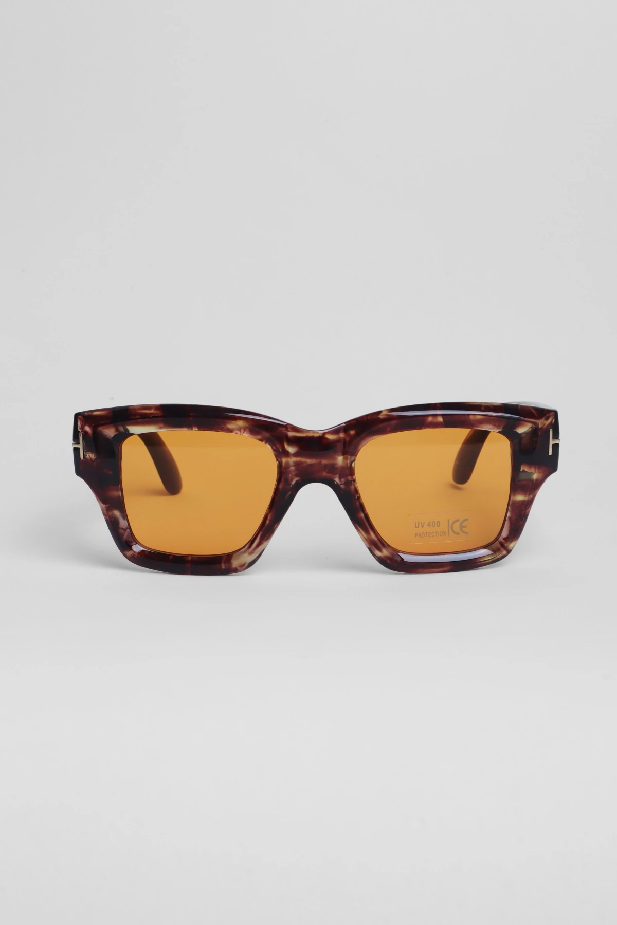 Toypo Kemik Tasarım Güneş Gözlüğü Leopar Çerçeve - Turuncu Cam