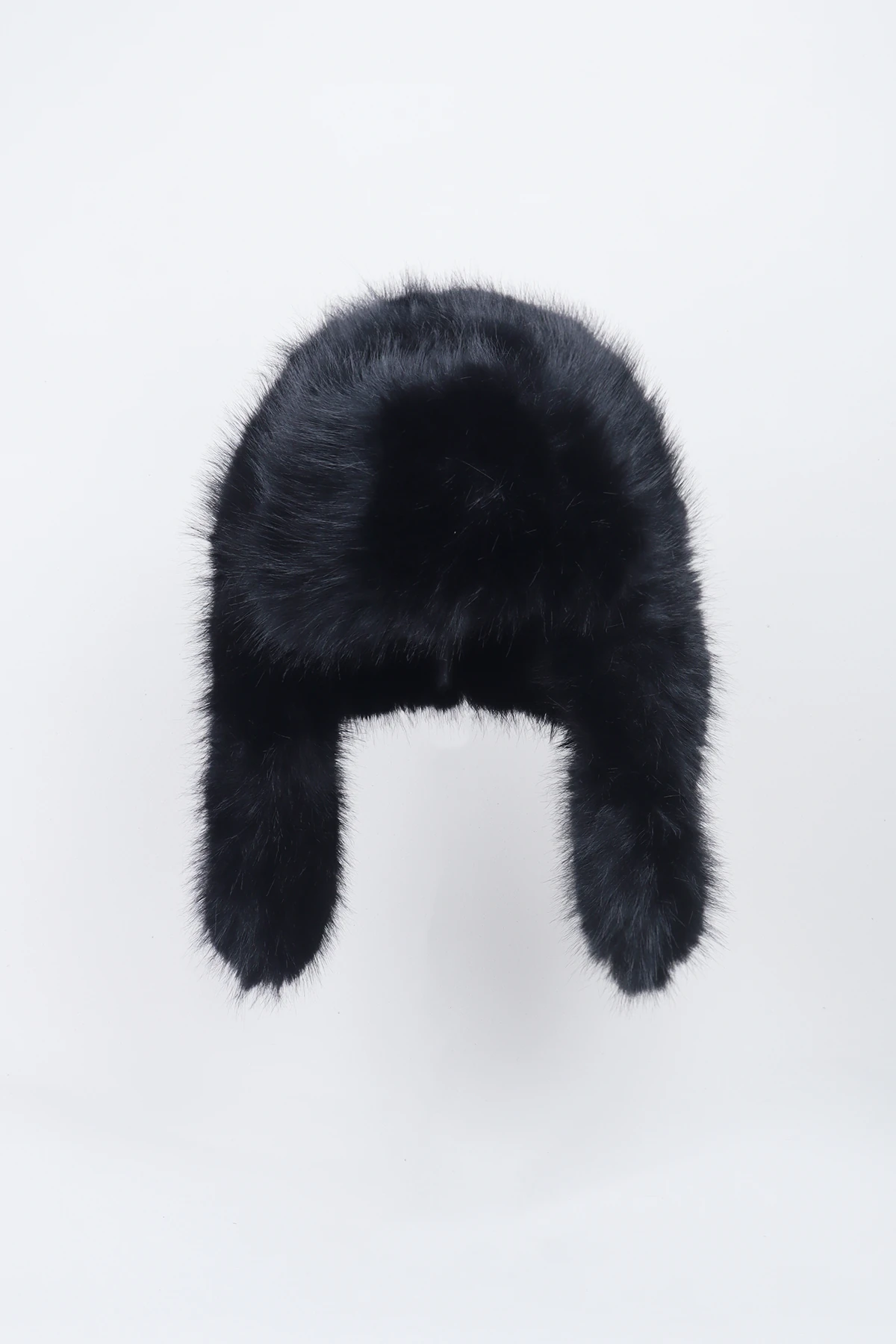 Siyah İthal Pilot Şapka Suni Kürk Ekstra Kabarık