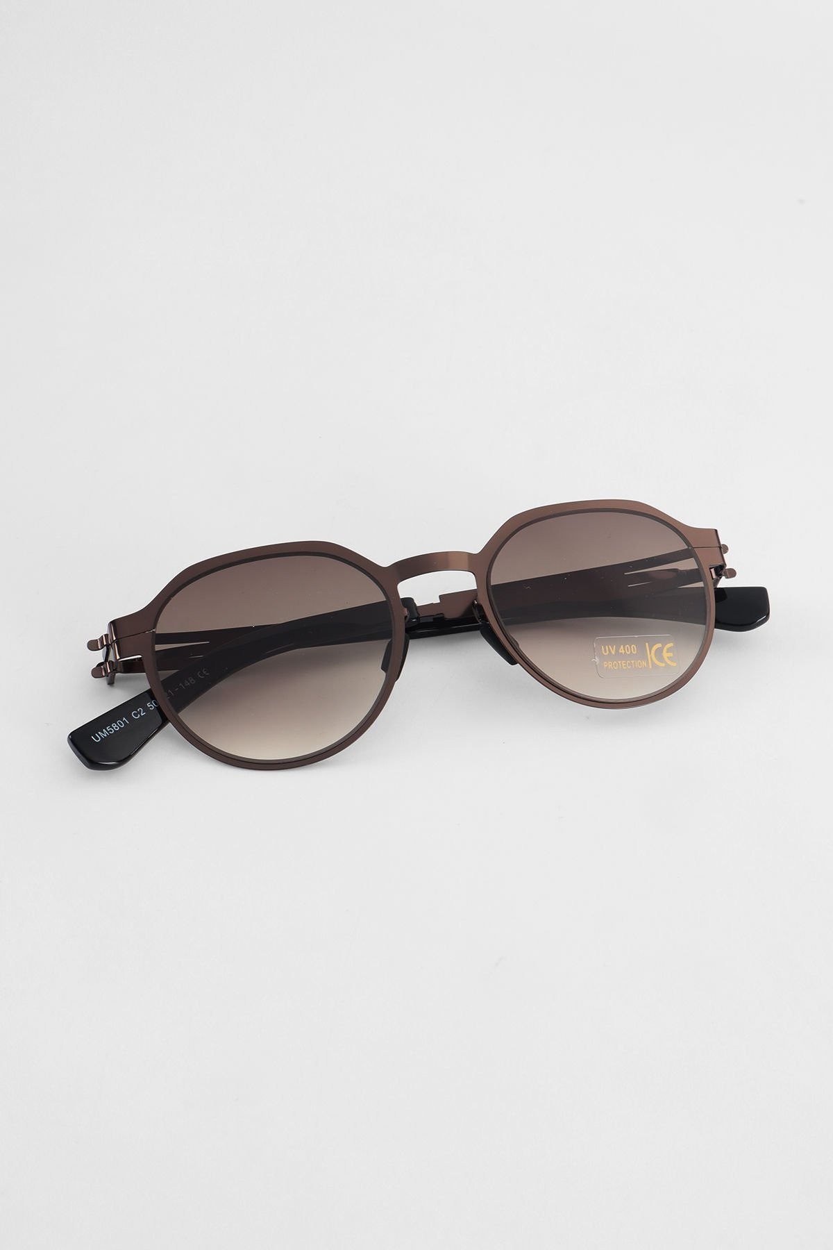 Trox Oval Metal Çerçeve Unisex Güneş Gözlüğü - Kahverengi Cam