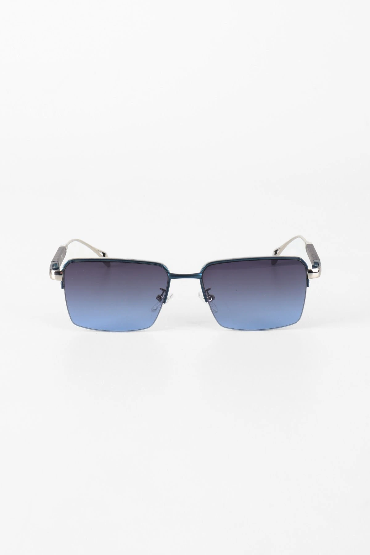 Beauty Dikdörtgen Metal Çerçeve Güneş Gözlüğü - Lacivert Beyaz