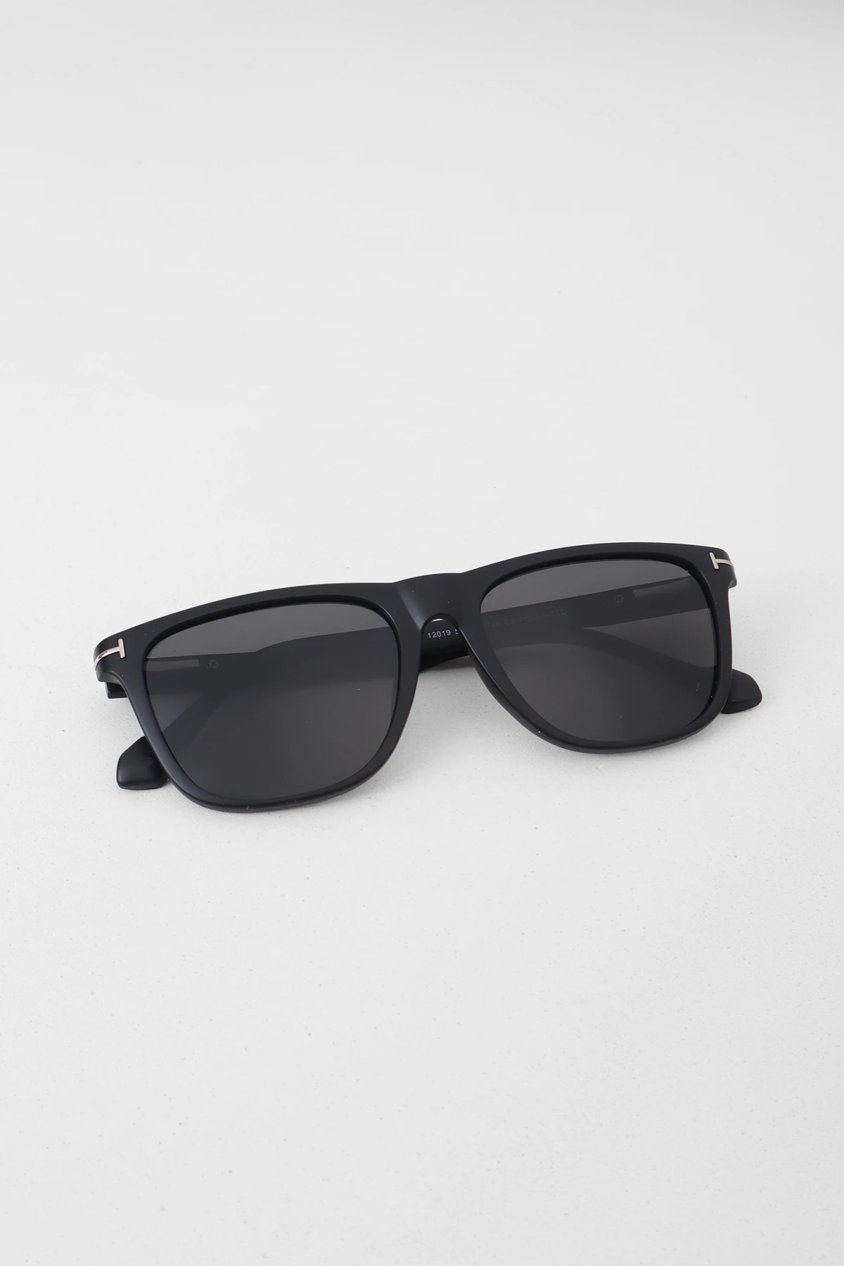 Aurora Dikdörtgen Unisex Polarize Güneş Gözlüğü Mat Siyah Çerçeve Siyah Cam