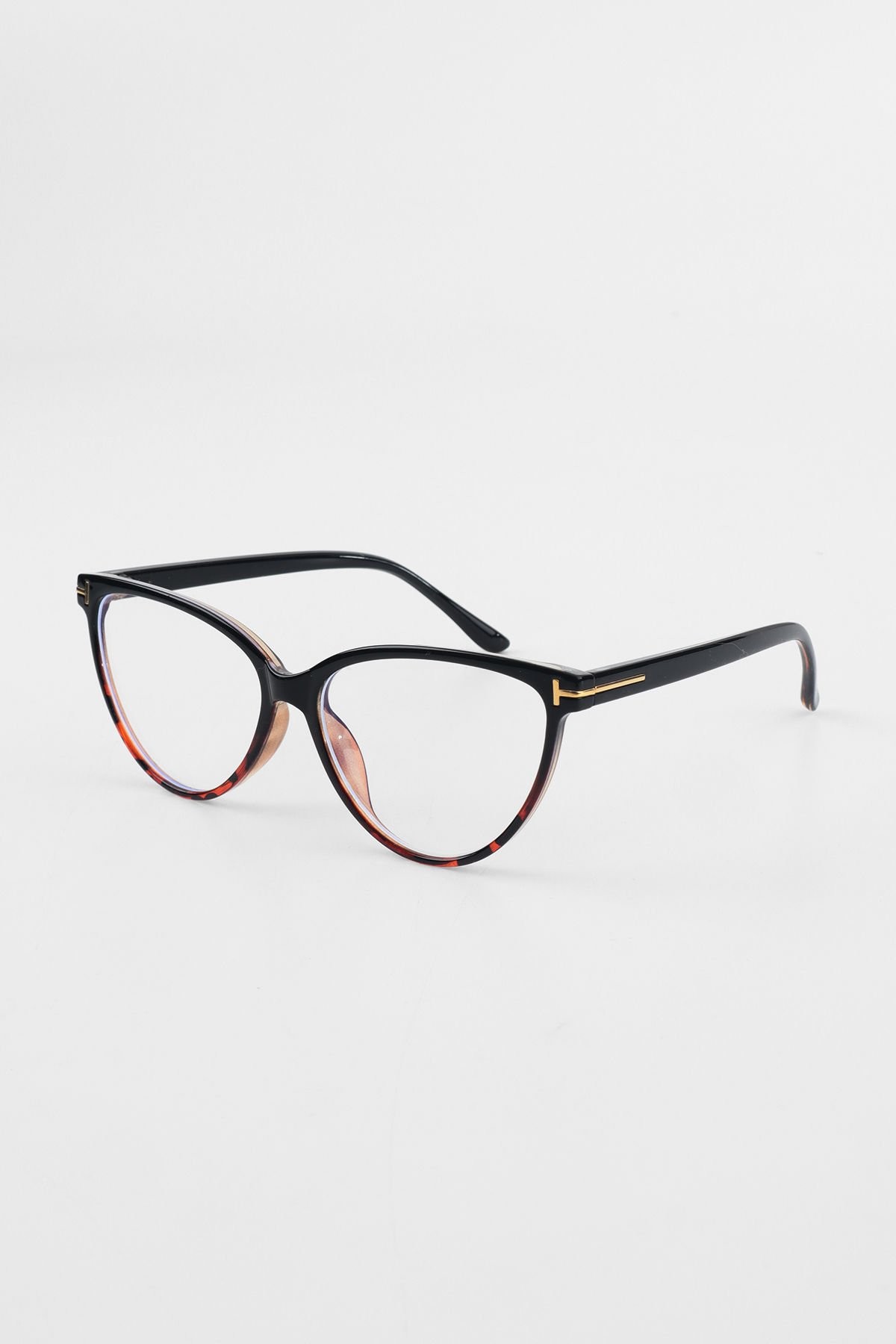 Tiox Cateye Siyah Leopar Çerçeve Mavi Işık Koruyucu Gözlük - Blue Block Lens