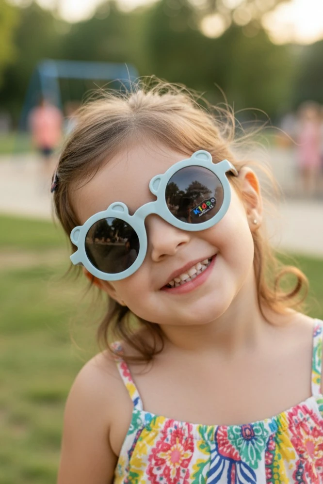 Ayıcık Kulaklı Çocuk Güneş Gözlüğü - Mavi