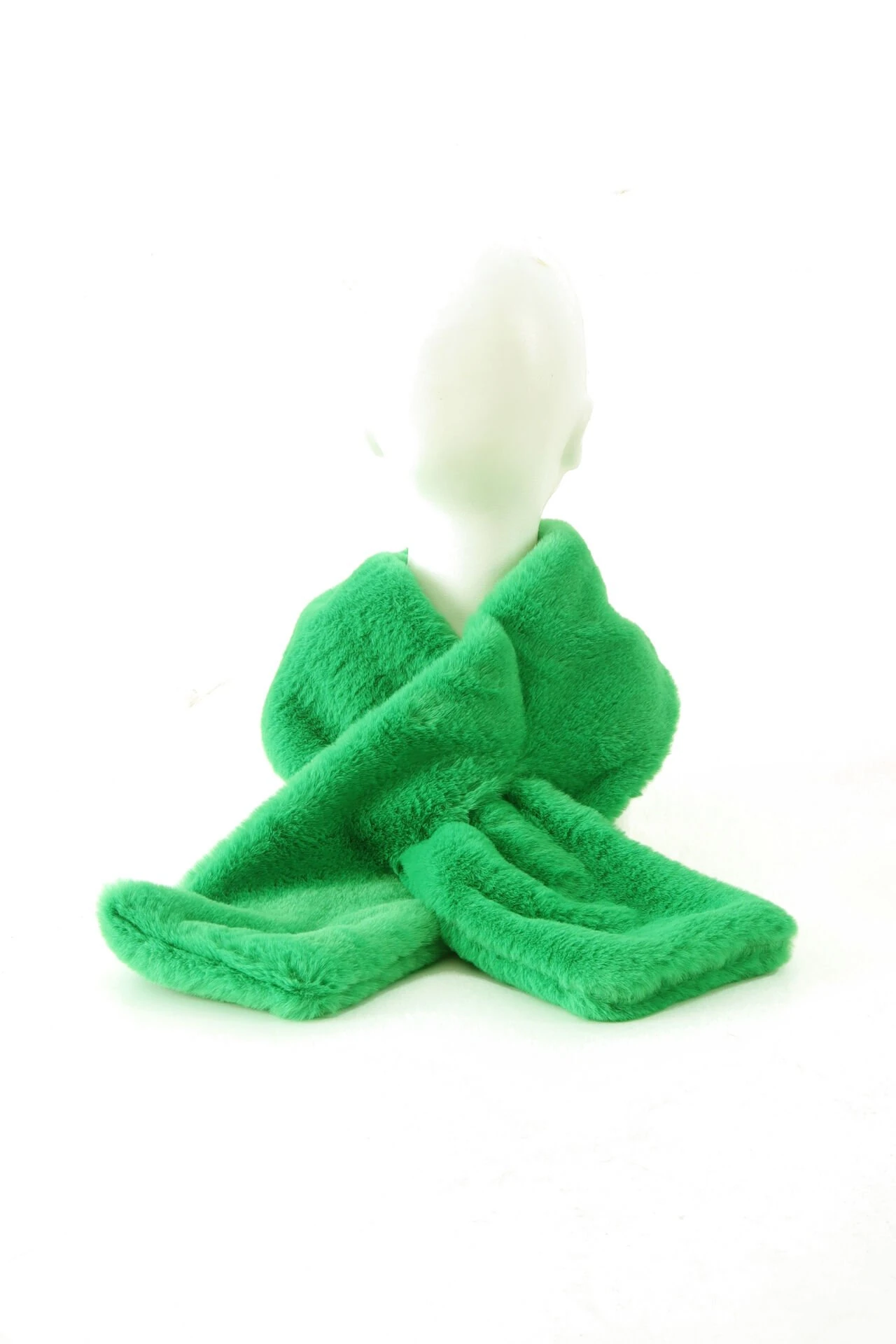 Yeşil Suni Kürk Peluş Kaşkol Boyunluk Atkı