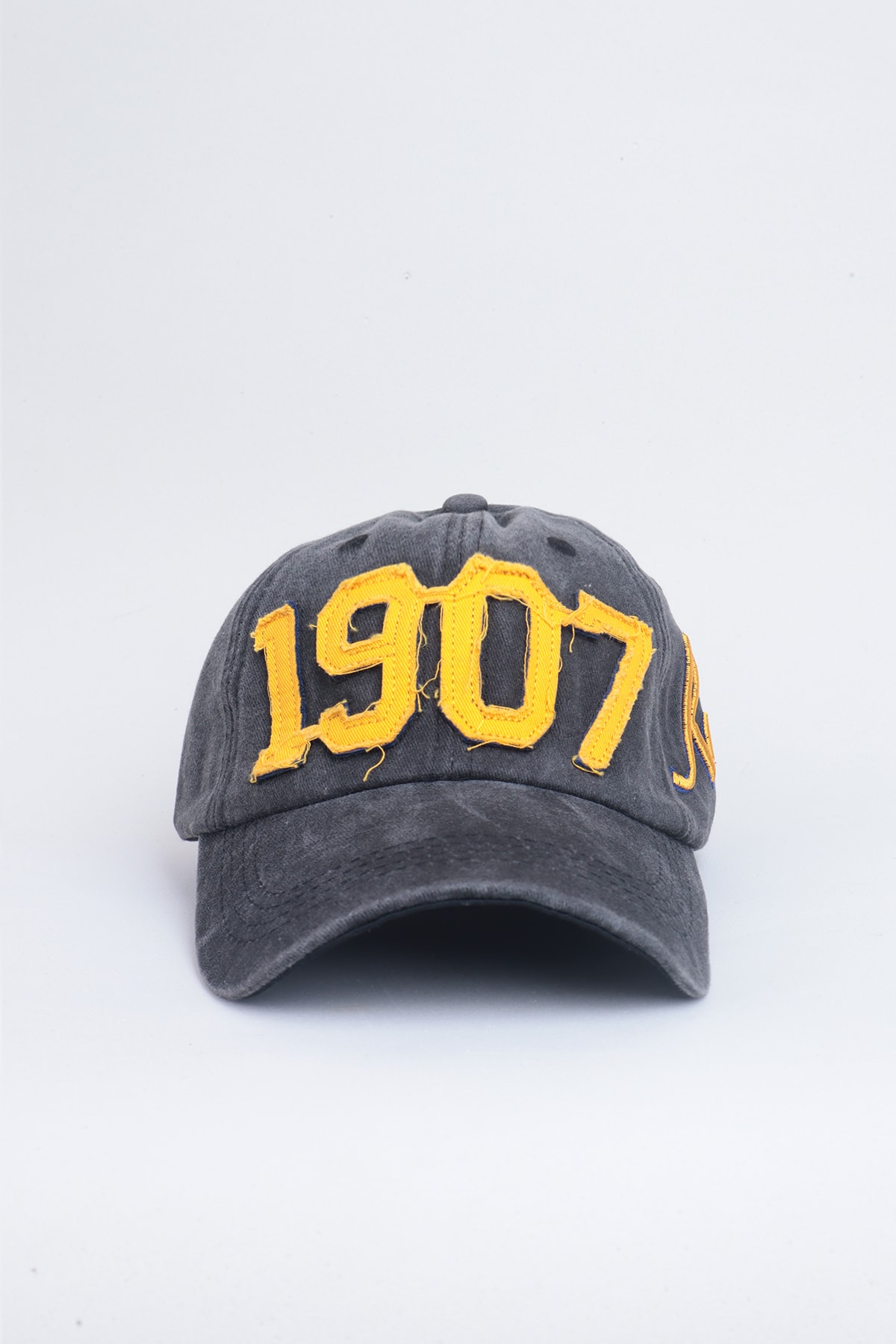 1907 Kanarya Yazılı Nakışlı Eskitme Premium Unisex Şapka - Füme