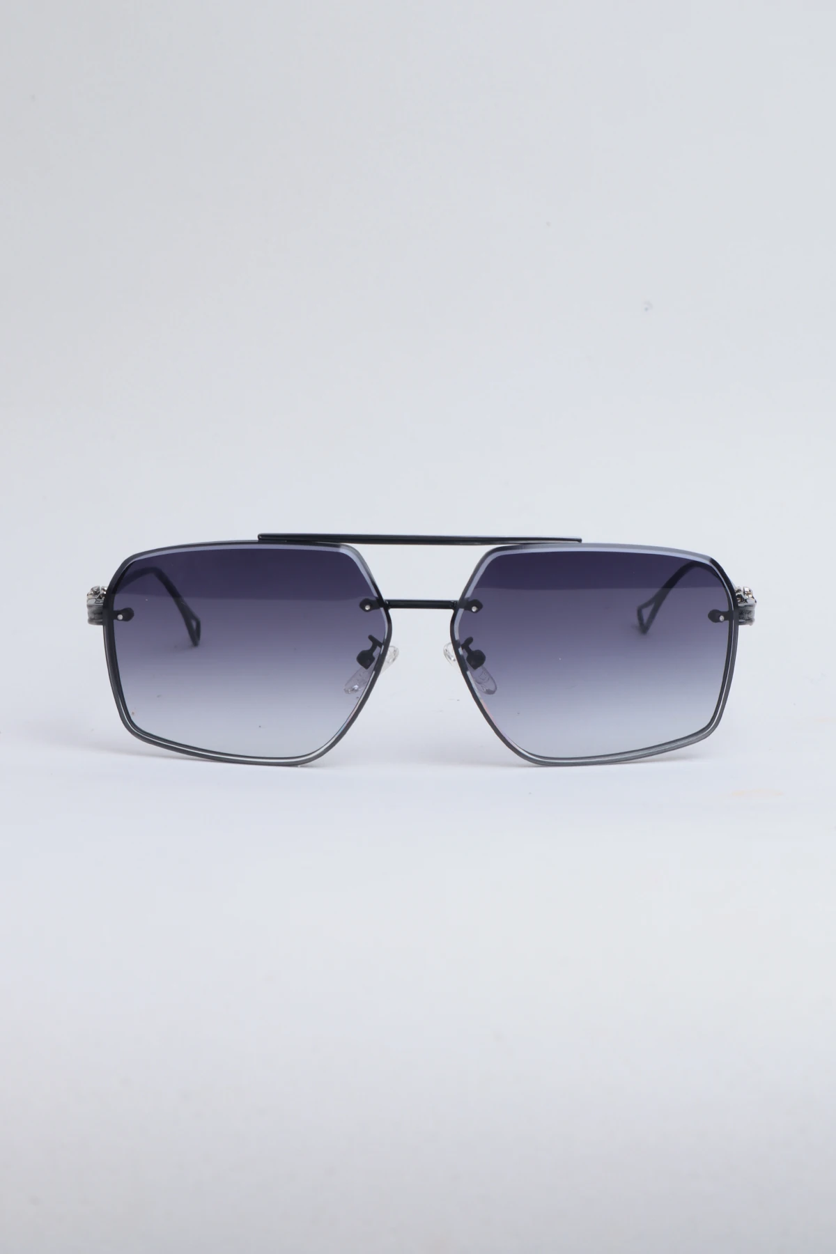 Boris Metal Detaylı Dikdörtgen Güneş Gözlüğü - Lacivert