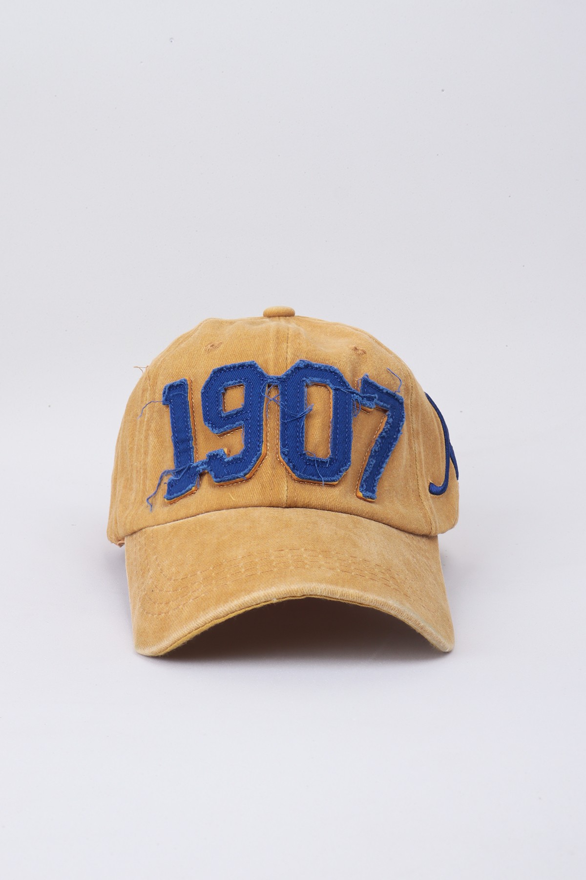 1907 Kanarya Yazılı Eskitme Premium Unisex Şapka - Sarı