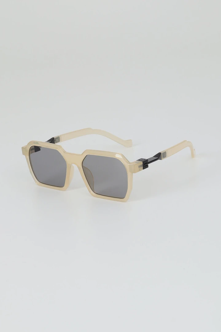 Hein Mat Siyah Geometrik Güneş Gözlüğü - Bej Gri