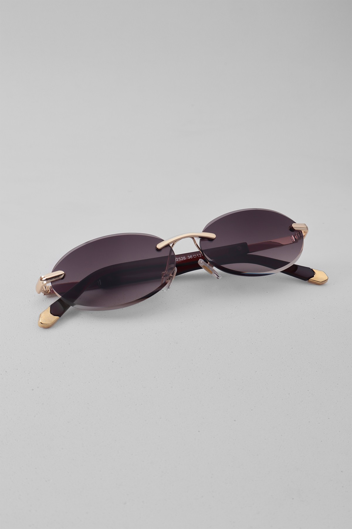 Oval Çerçevesiz Vintage Unisex Güneş Gözlüğü - Kahverengi