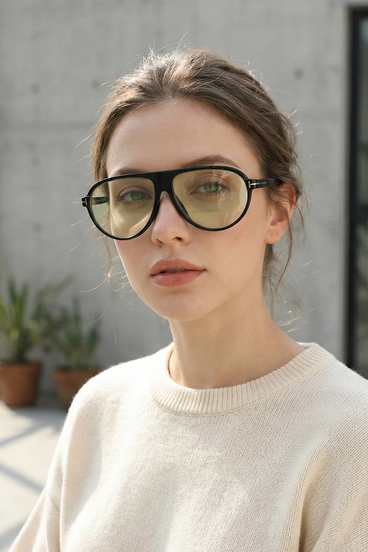 Slate Damla Retro Pilot Unisex Güneş Gözlüğü - Sarı