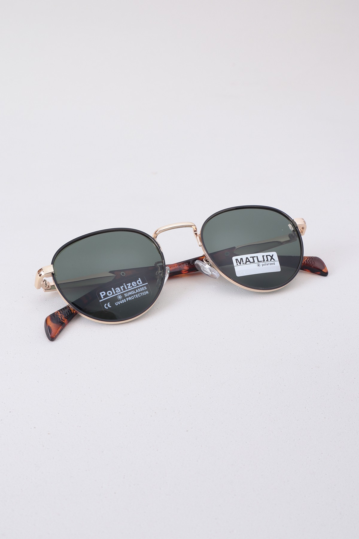 Zurich Oval Metal Tasarım Unisex Polarize Güneş Gözlüğü - Yeşil Cam