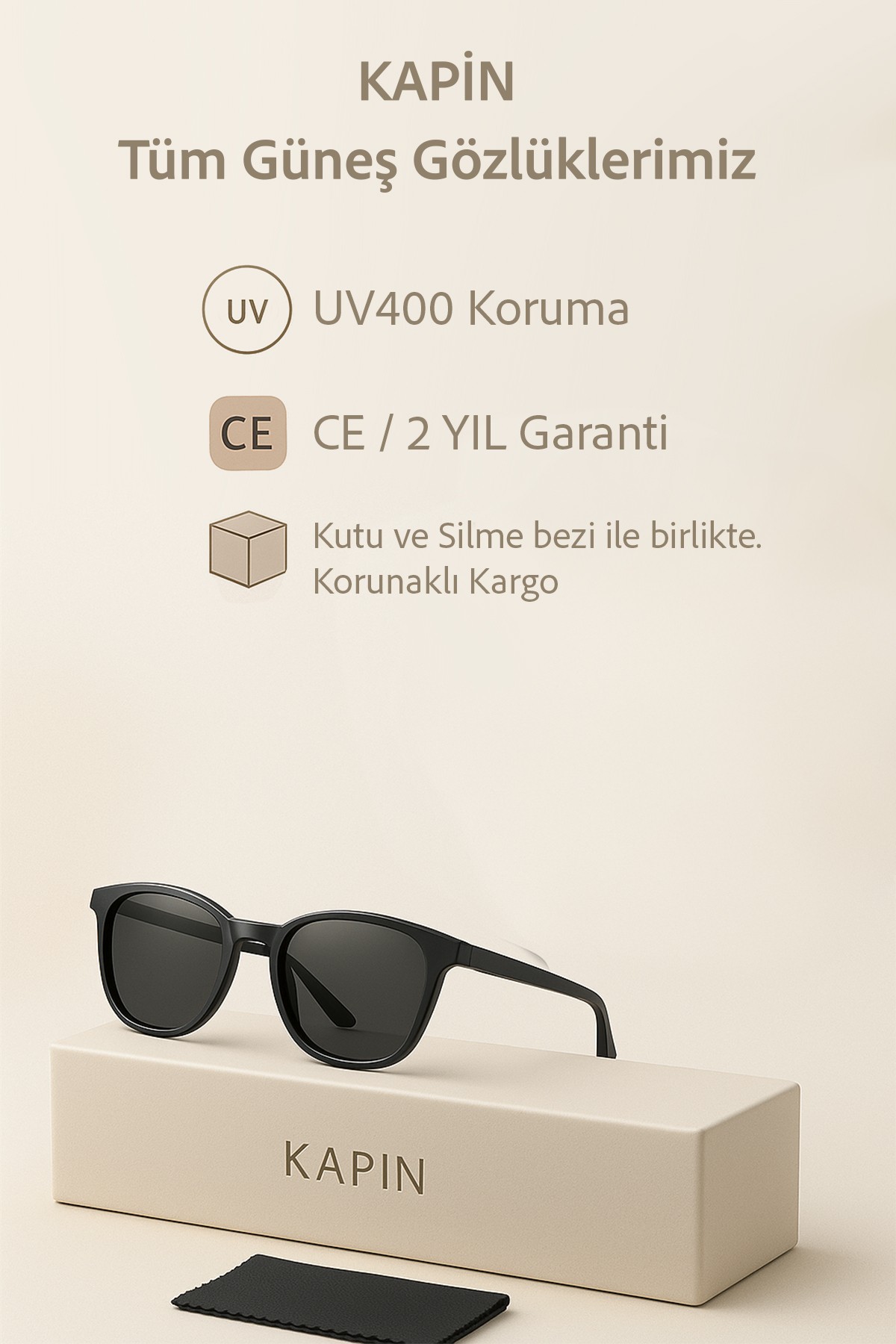 Seraph Modern Tasarım Kadın Güneş Gözlüğü - Bej Turuncu Siyah