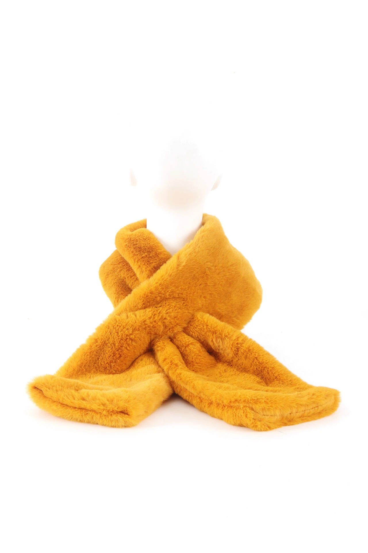 Hardal Suni Kürk Peluş Kaşkol Boyunluk Atkı