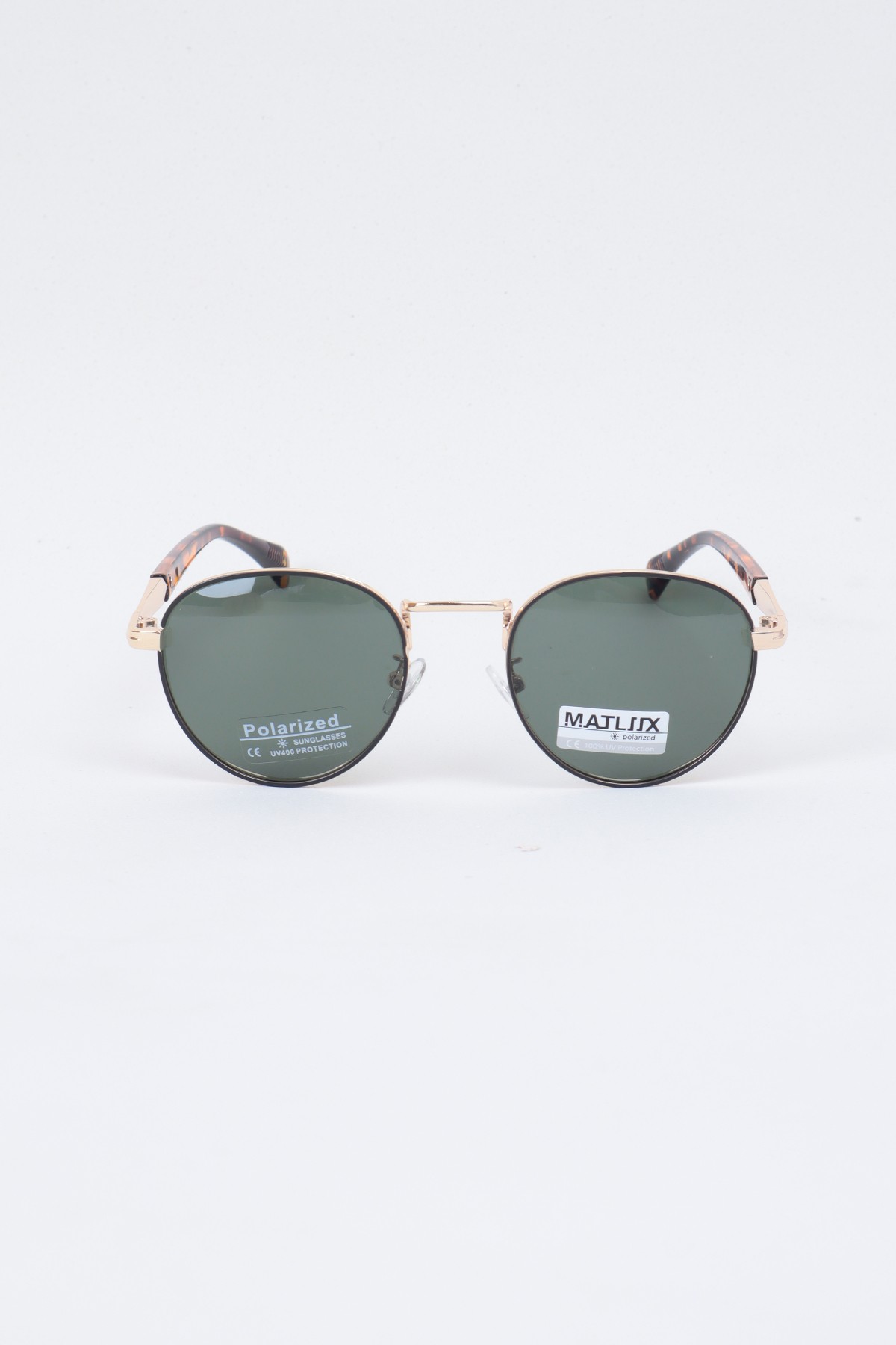 Zurich Oval Metal Tasarım Unisex Polarize Güneş Gözlüğü - Yeşil Cam