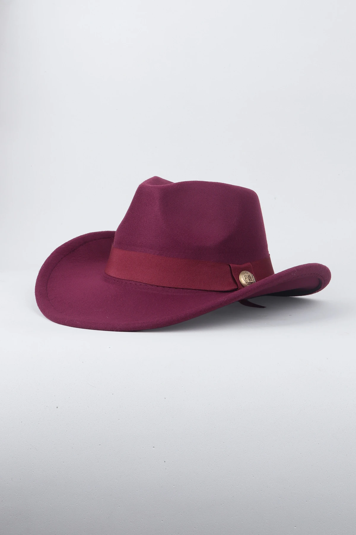 Bordo Kovboy Fötr Şapka