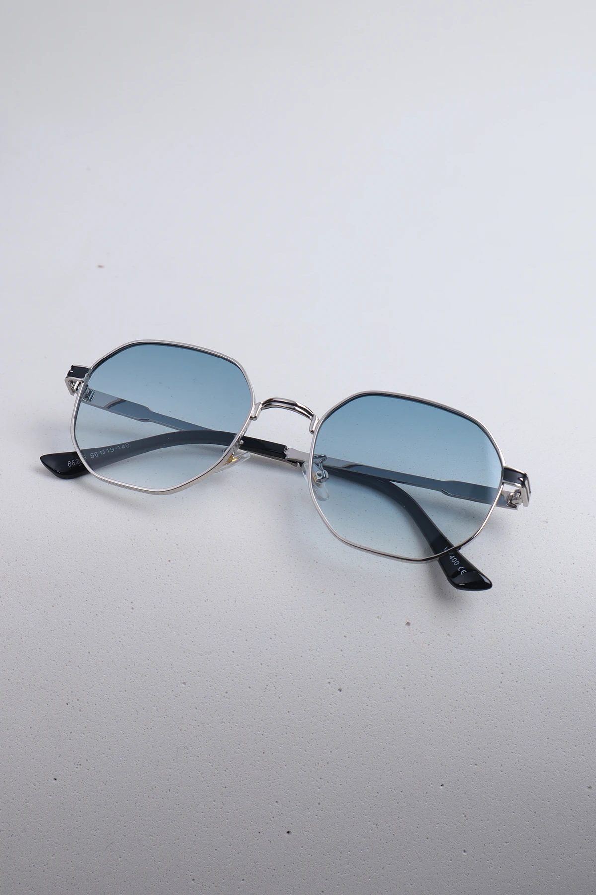 Metal Tasarım Altıgen Unisex Güneş Gözlüğü - Mavi