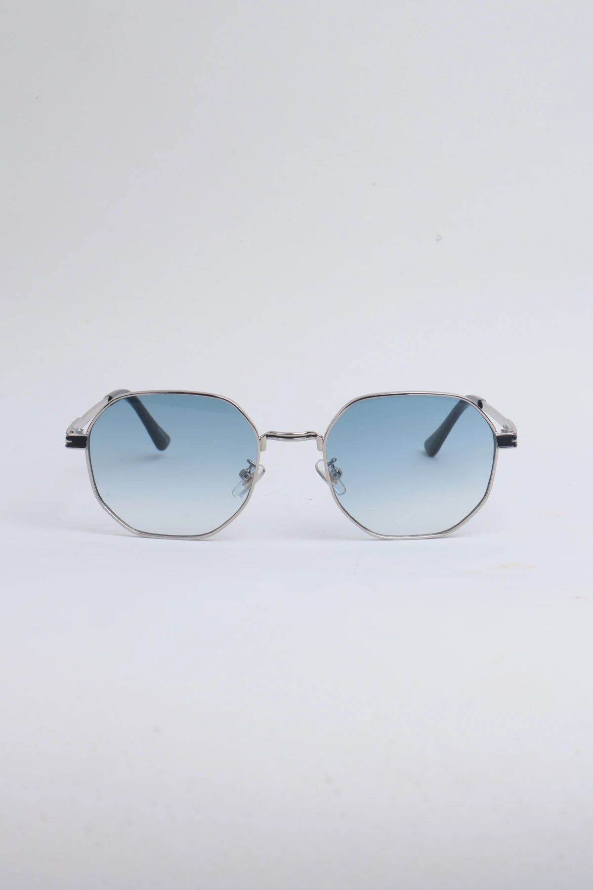 Metal Tasarım Altıgen Unisex Güneş Gözlüğü - Mavi