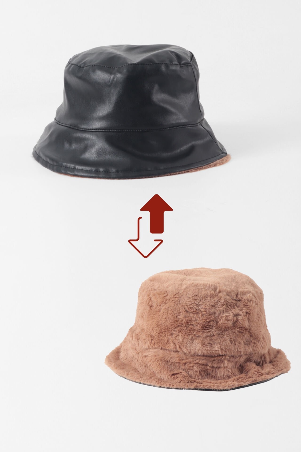Çift Taraflı Bucket Şapka - Vizon Siyah