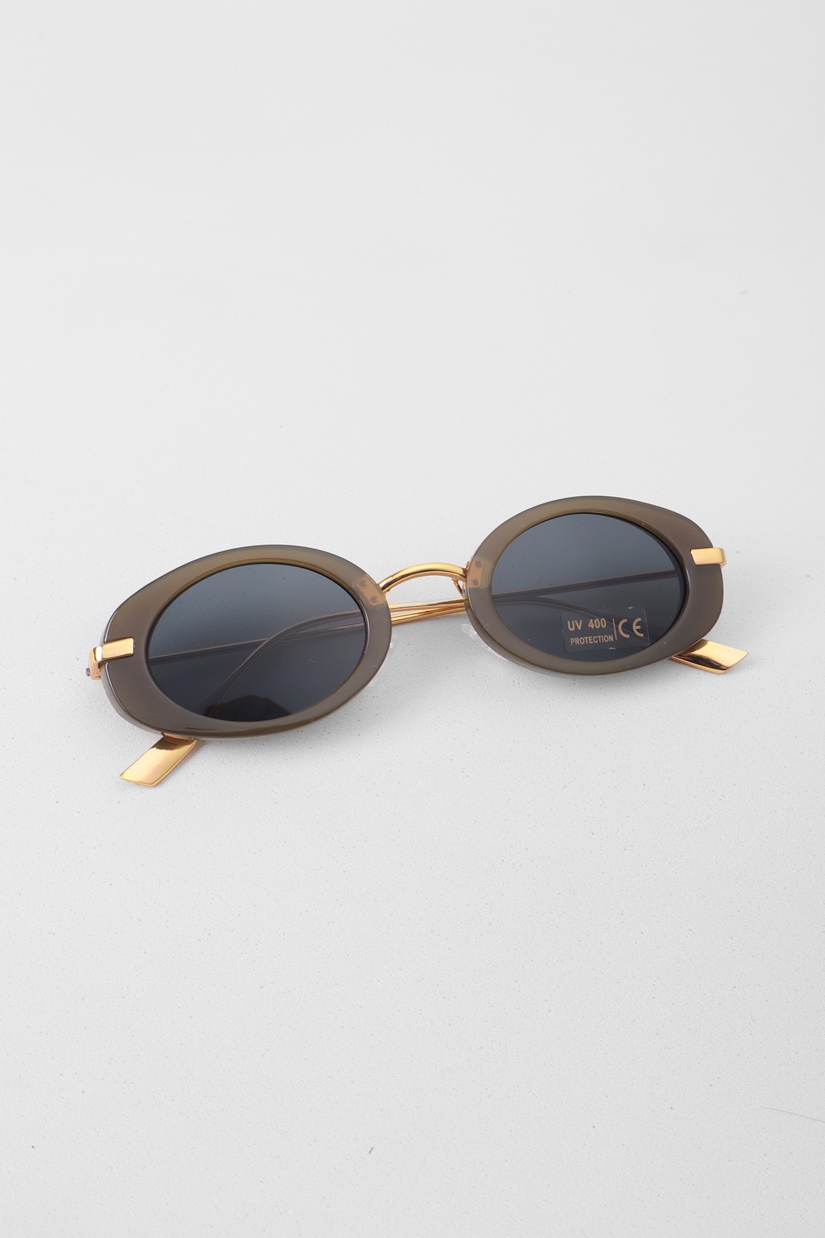 Seraph Vintage Tasarım Oval Kadın Güneş Gözlüğü - Haki Siyah