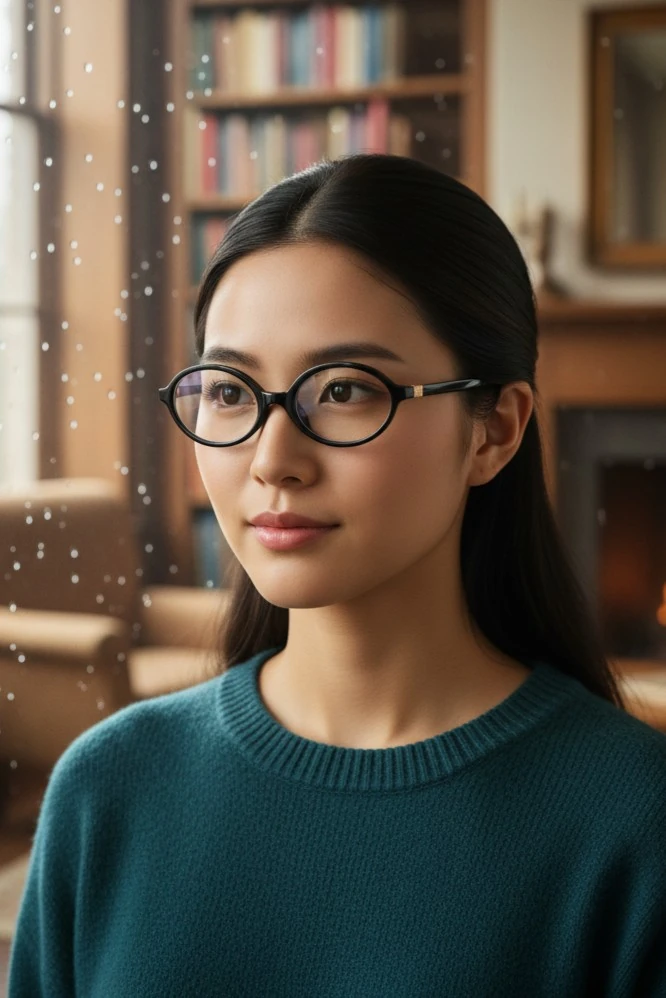 Oval Siyah Çerçeve Kemik Mavi Işık Koruyucu Gözlüğü - Blue block