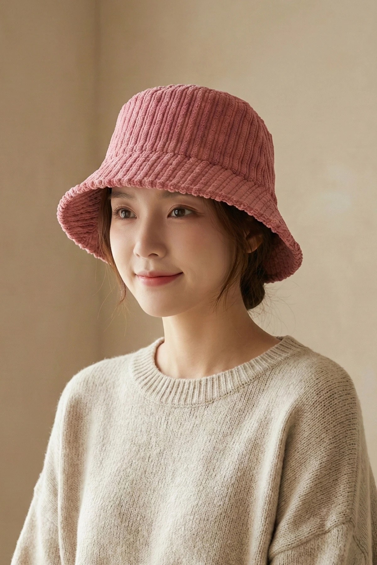 Kadife Pembe Bucket Kova Şapka