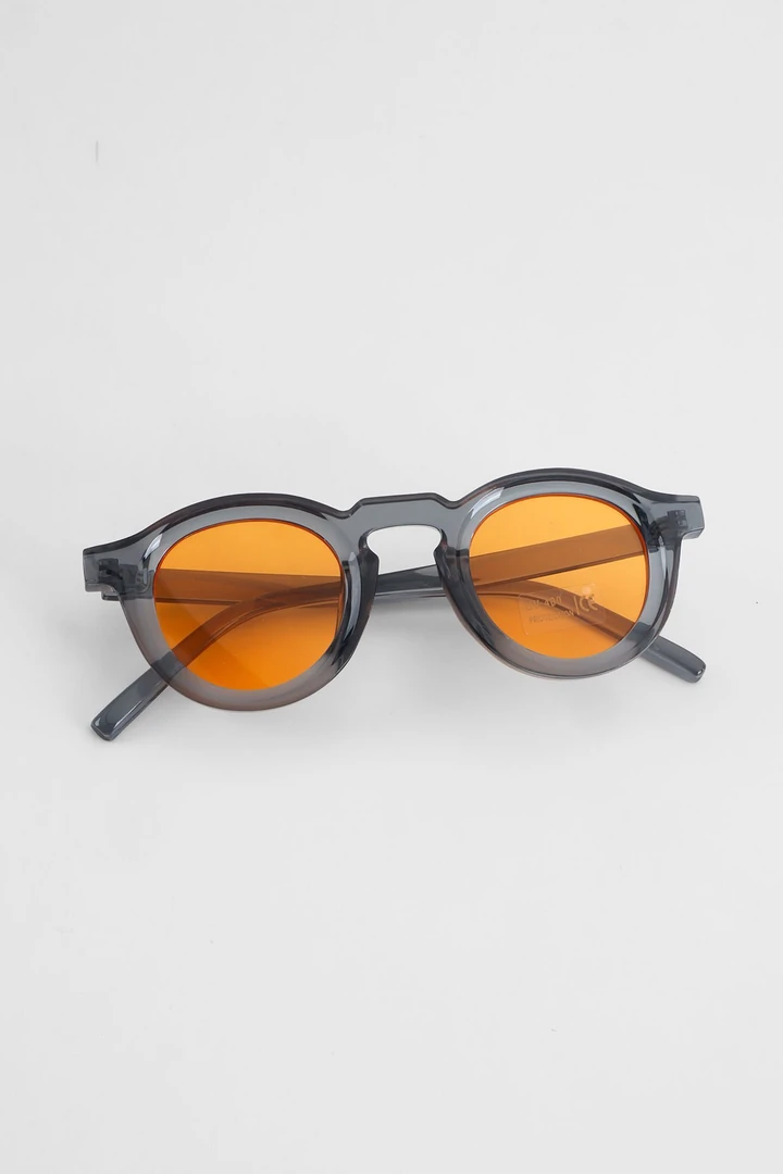Herbert Yuvarlak Tasarım Kemik Güneş Gözlüğü - Gri Turuncu