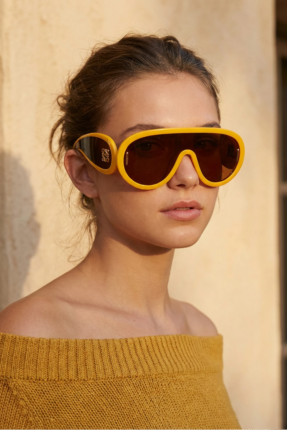 Dbubble Damla Tasarım Kalın Kemik Güneş Gözlüğü - Sarı Kahverengi