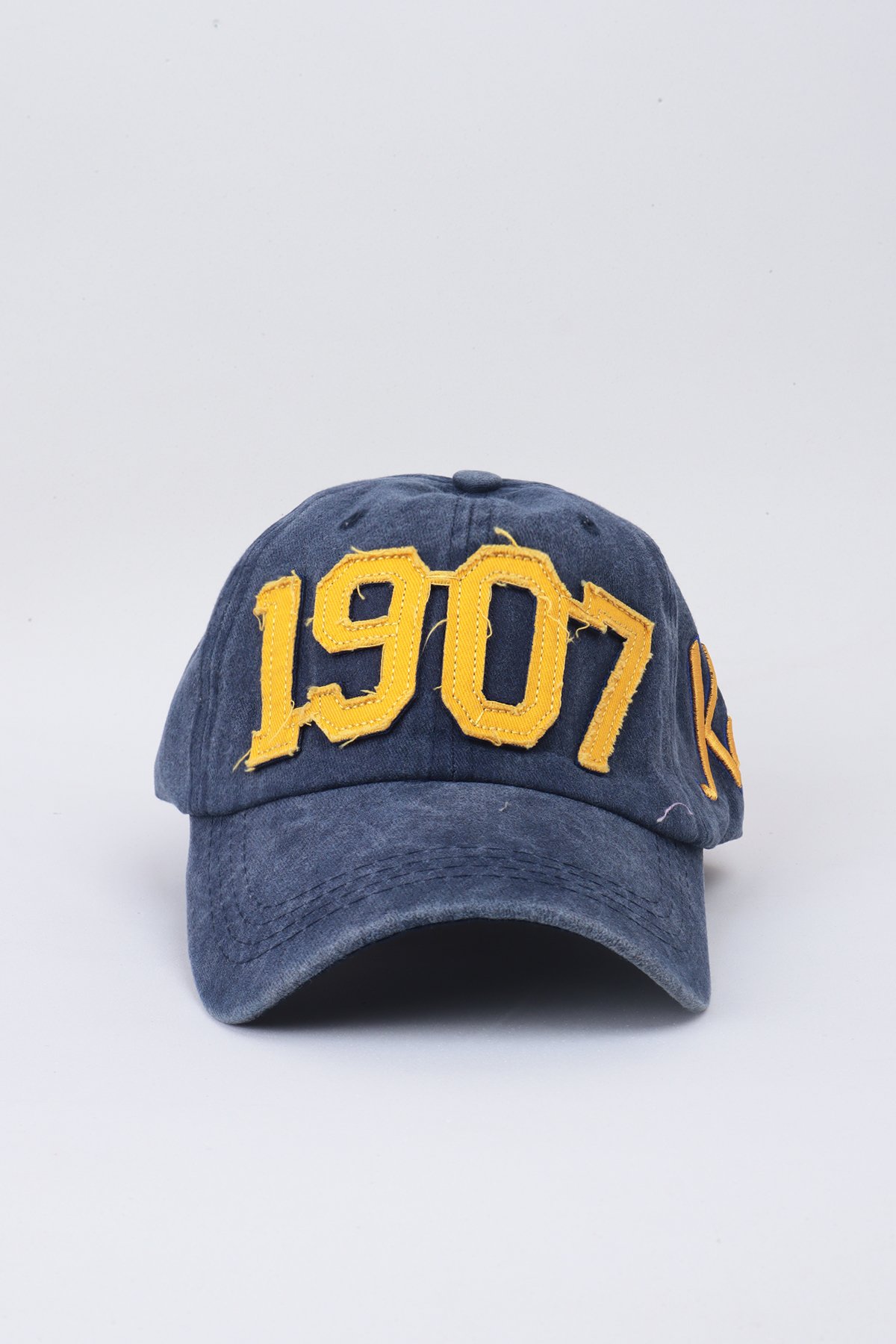 1907 Kanarya Yazılı Eskitme Premium Unisex Şapka - Lacivert