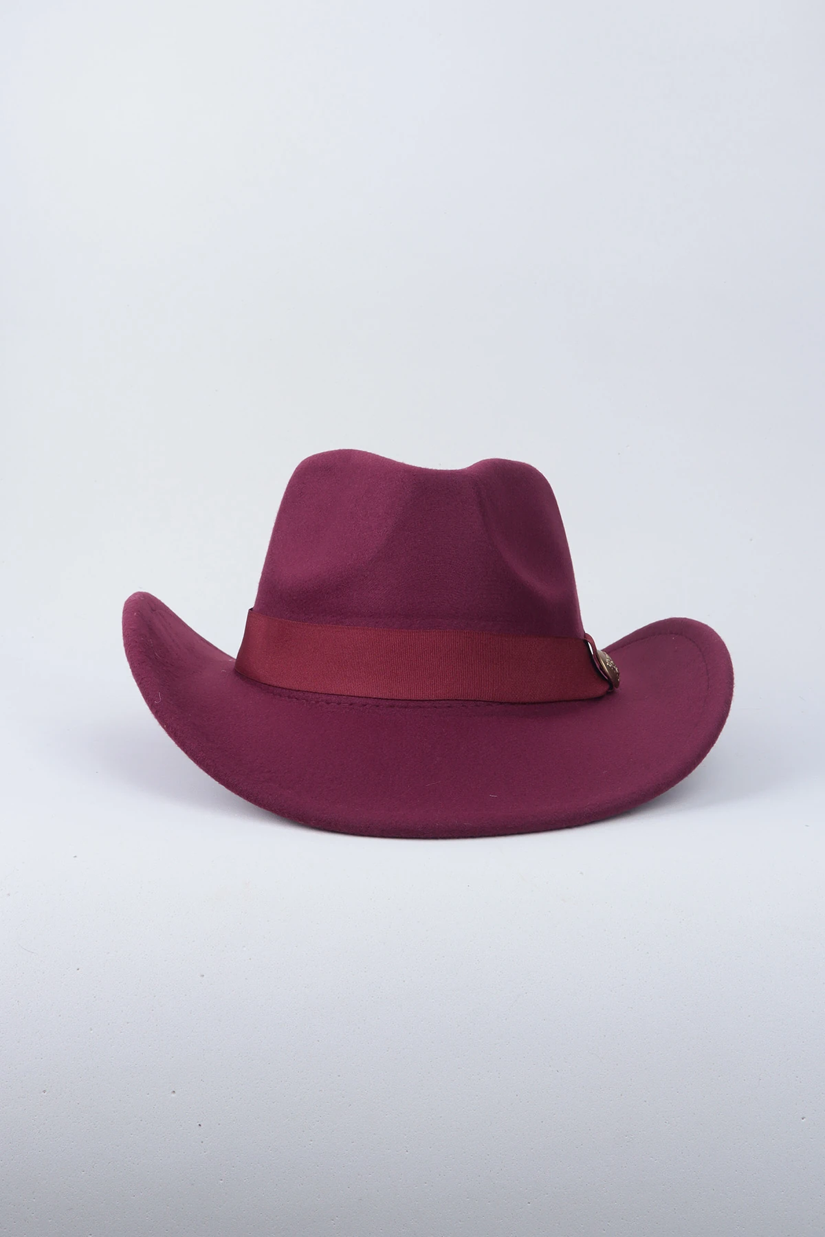 Bordo Kovboy Fötr Şapka