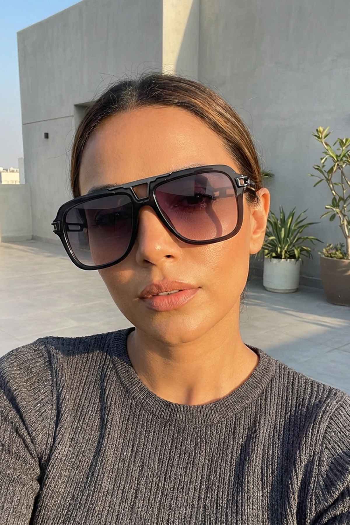 Geometrik Damla Güneş Gözlüğü - Füme