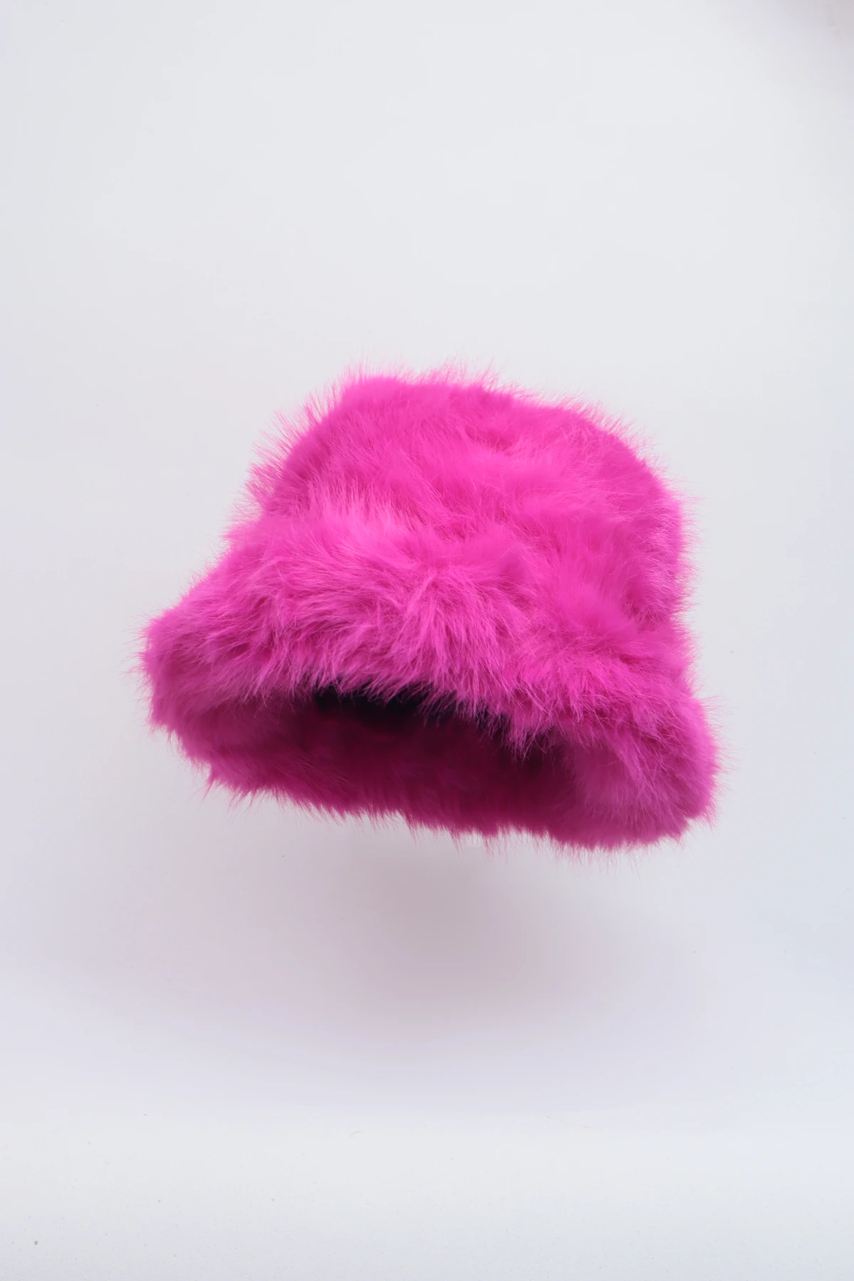 Neon Pembe Suni Kürk Peluş Kalpak Şapka