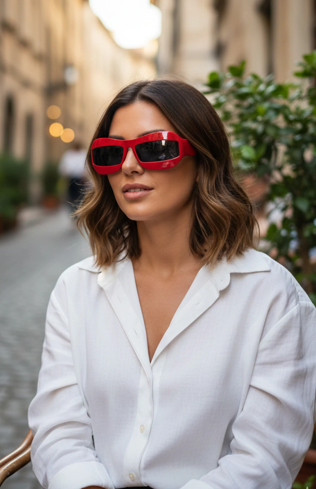 Alexander Geometrik Kemik Çerçeve Güneş Gözlüğü - Kırmızı