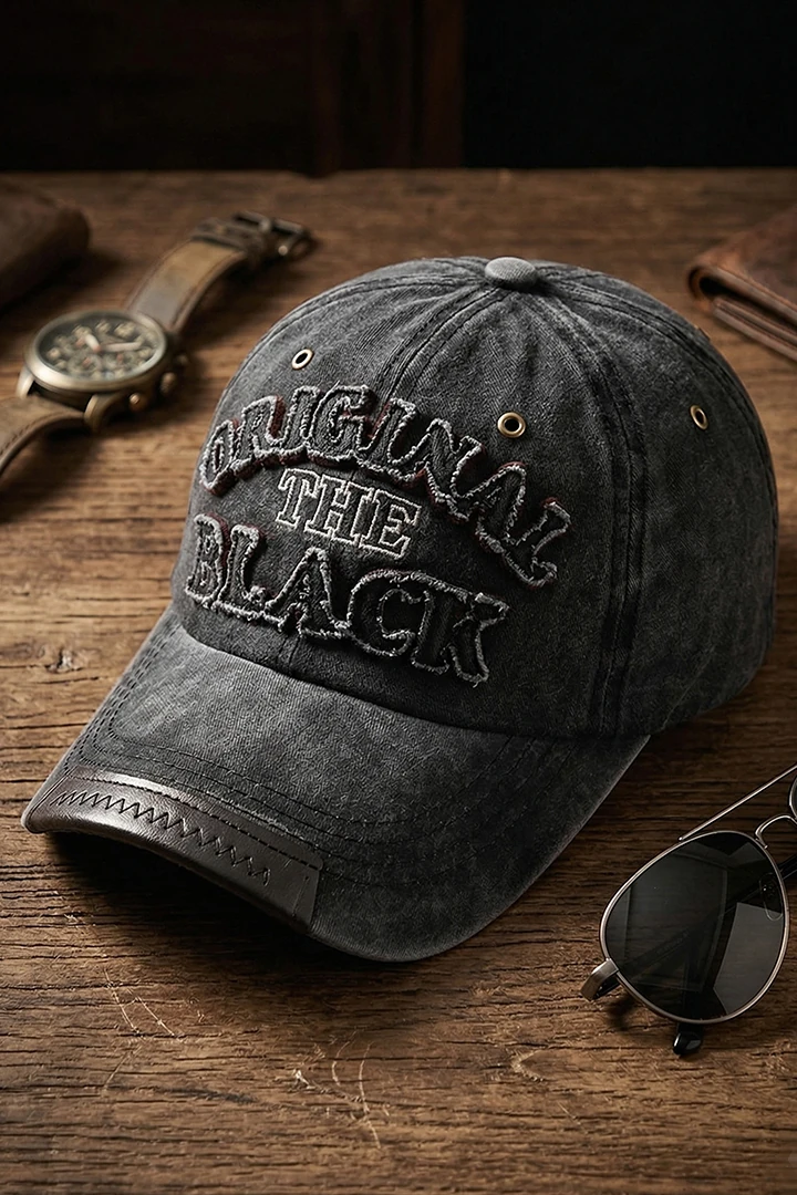 Orginal the Black Nakışlı Yıkamalı Eskitme Cap Baseball Şapka - Siyah