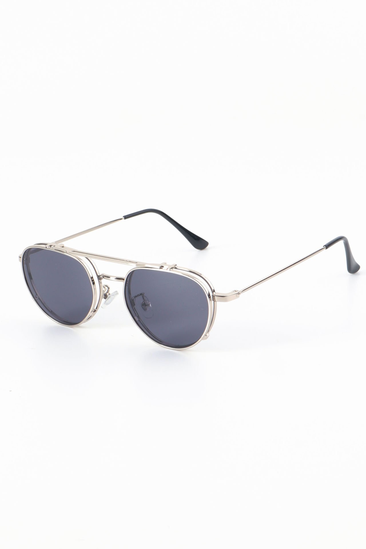 Miox Retro Oval Güneş Gözlüğü - Gümüş Siyah