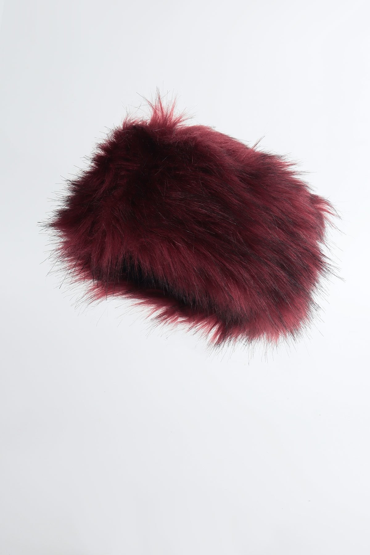 Bordo Suni Kürk Peluş Kalpak Şapka
