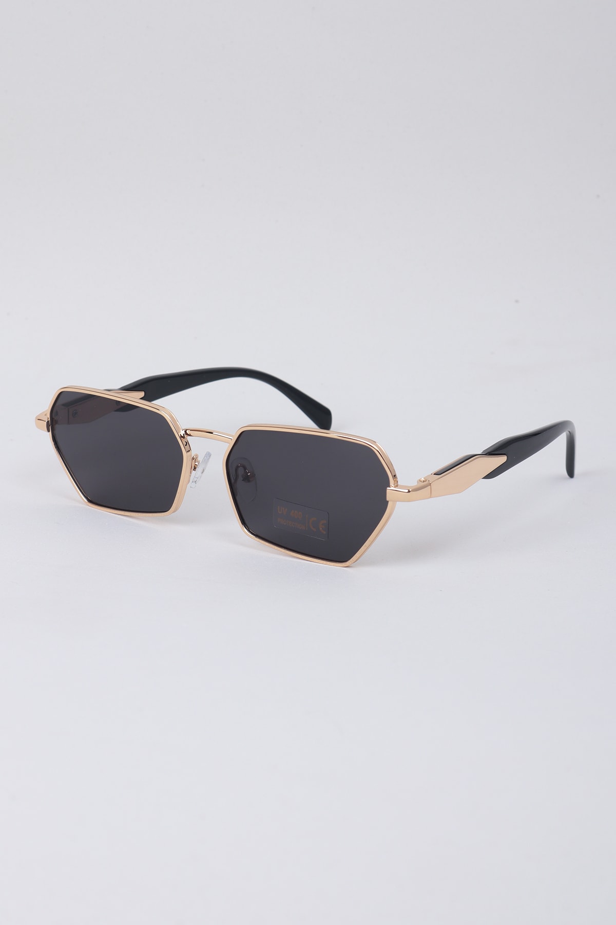 Metal Geometrik Çerçeve Unisex Güneş Gözlüğü - Gold Çerçeve Yeşil Cam
