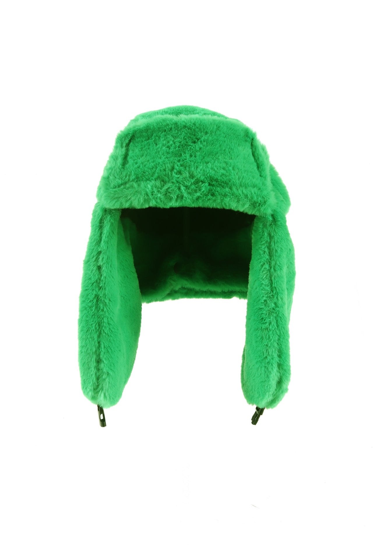 Suni Kürk Peluş Kulaklı Şapka - Yeşil