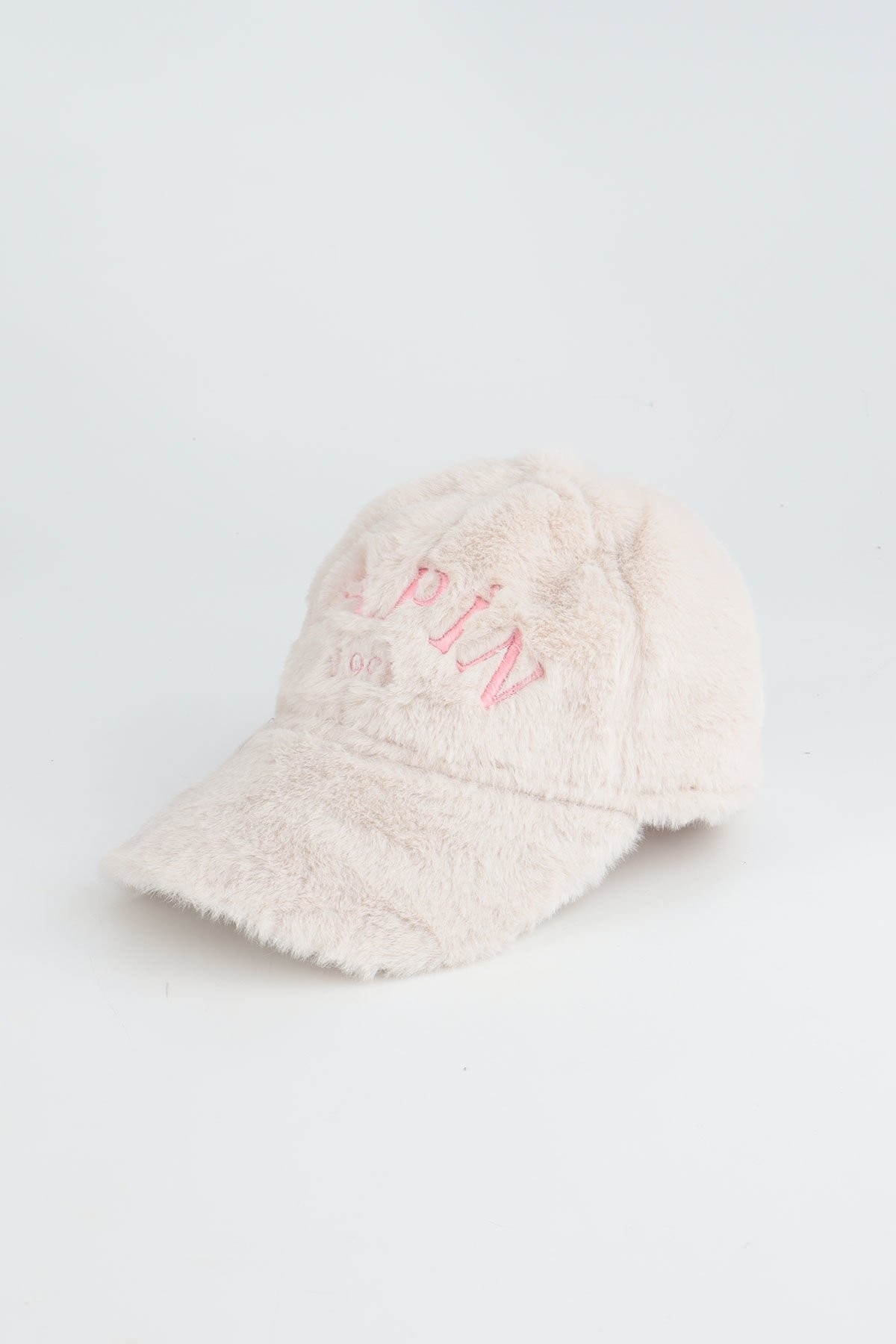 Kapin Kürk Peluş Baseball Cap Şapka - Ekru