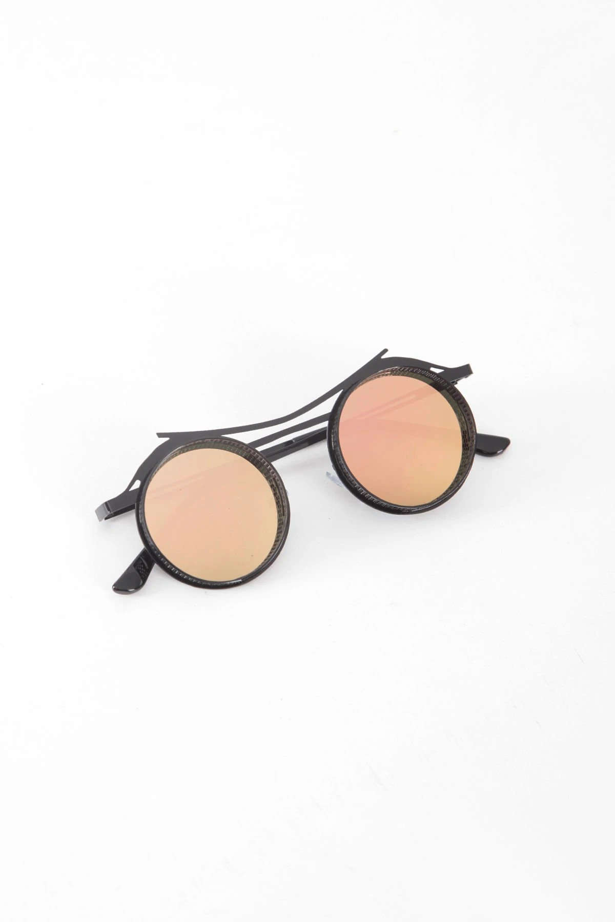 Biosy Yuvarlak Metal Detaylı Kenarlı Güneş Gözlüğü - Pembe Aynalı