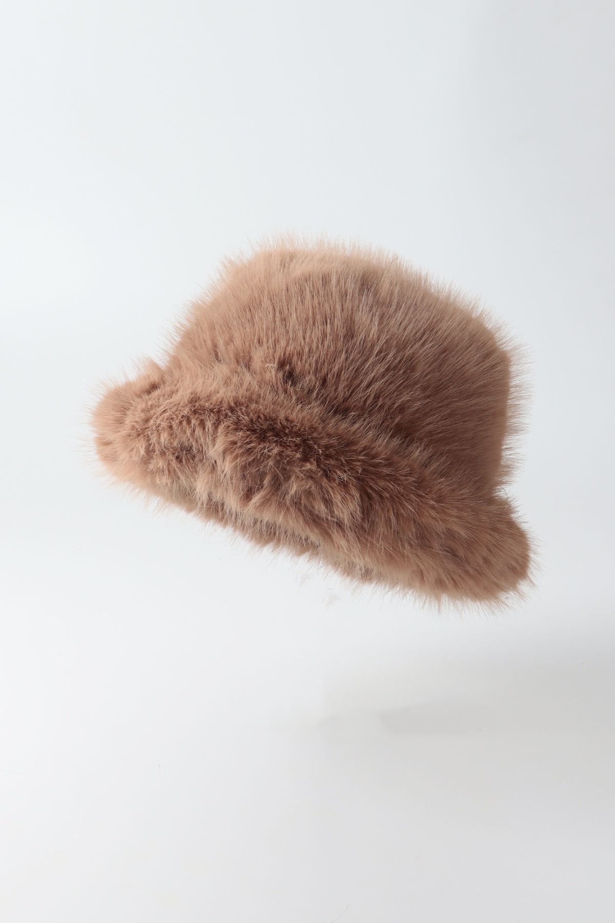 Kahve Kürk Yuvarlak Şapka Peluş Bucket Şapka