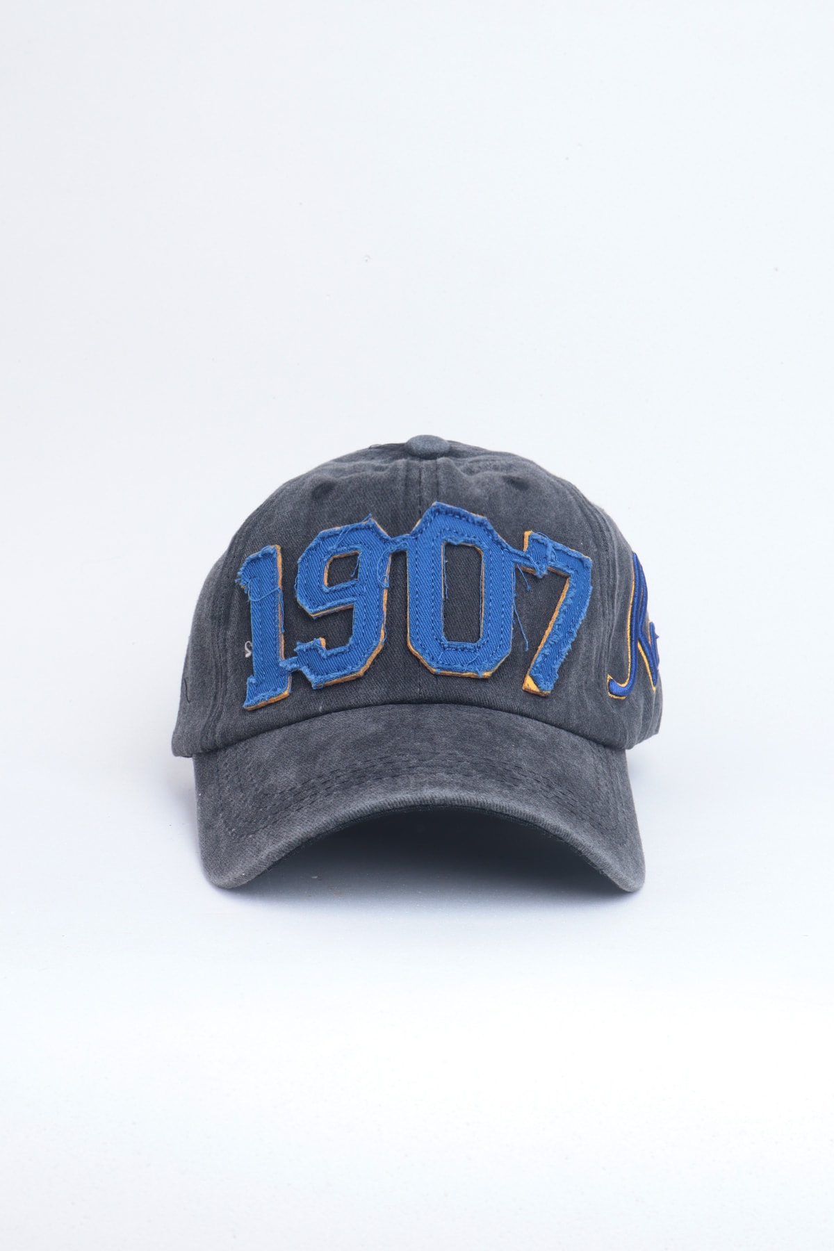 1907 Kanarya Yazılı Nakışlı Eskitme Premium Unisex Şapka - Füme Lacivert