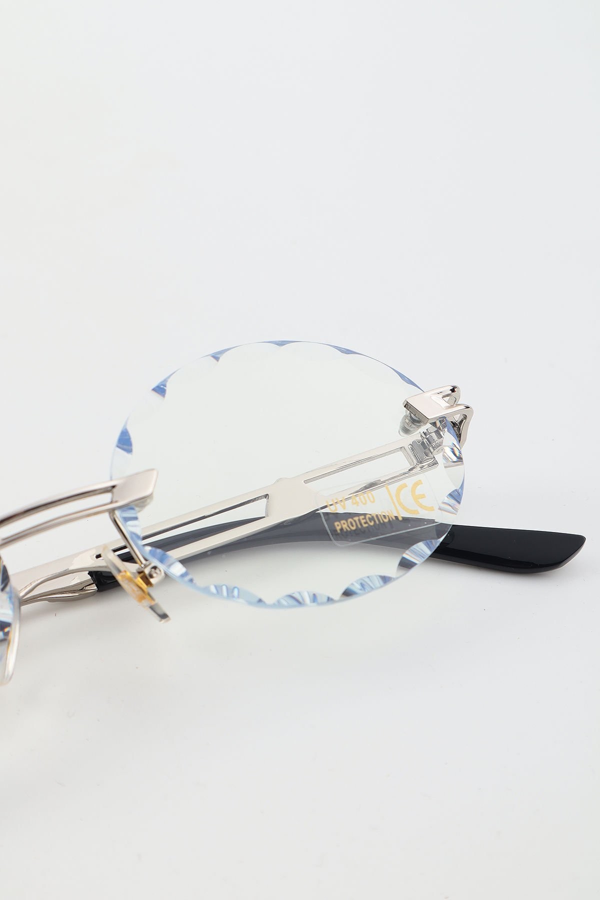 Lenoa Kristal Kesim Oval Çerçeve Mavi Işık Koruyucu Gözlük - Blue Block Lens - Şeffaf Gümüş