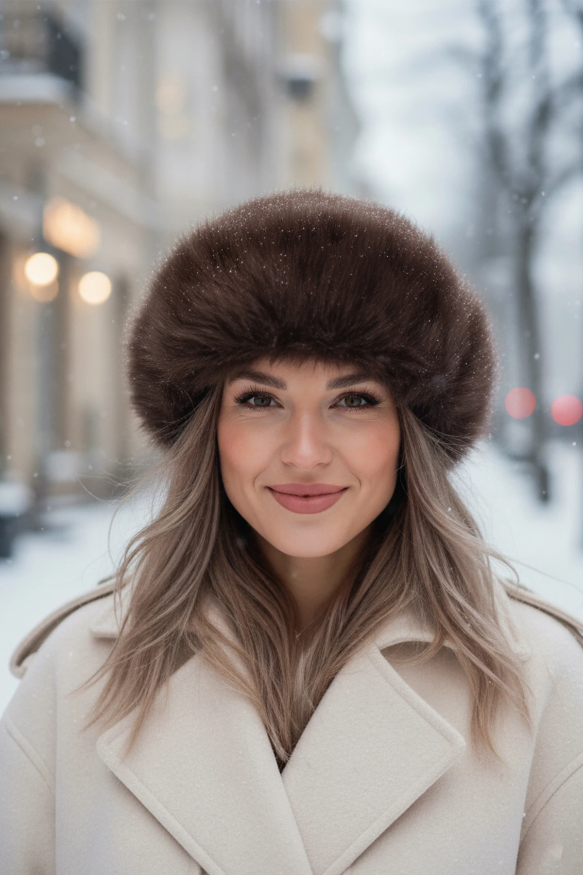 Kalpak Şapka Kahverengi Suni Kürk Yumuşak Doku